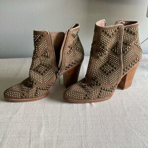 Donald Pliner studded suede taupe bootie